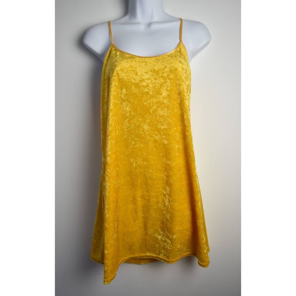 Vintage Yellow Velvet Slip Dress by Secret Treasures